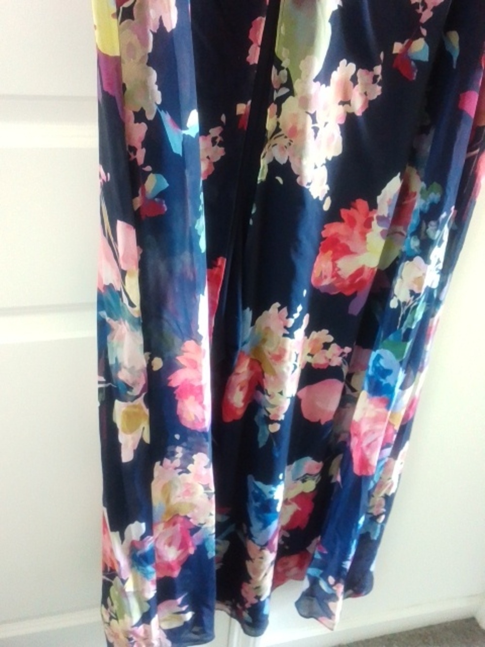 Adrianna Papell Navy Floral Jumpsuit with Pink & Blue Accents - Picture 4 of 7
